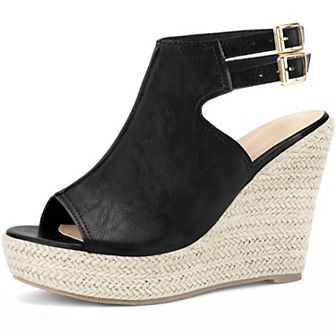 Peep Toe Slingback Espadrilles Platform Wedges Heel Sandals for Women