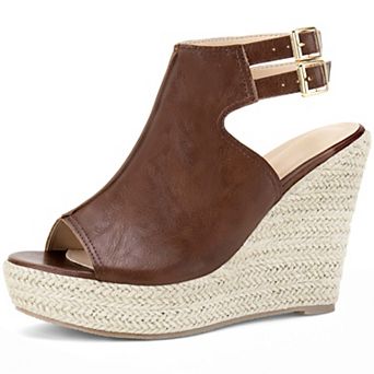 Peep Toe Slingback Espadrilles Platform Wedges Heel Sandals for Women