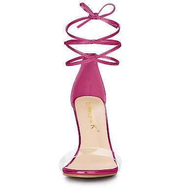Women's Clear Strap Stiletto Heel Lace Up Heels Sandals