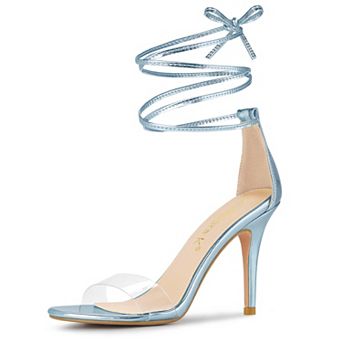 Women's Clear Strap Stiletto Heel Lace Up Heels Sandals