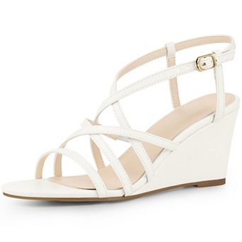 Open Toe Strappy Ankle Strap Wedge Sandals for Women
