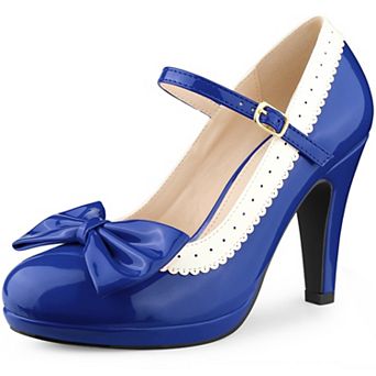 Bow Platform Stiletto Heels Mary Janes Shoes for Women Retro 1950s Shoes