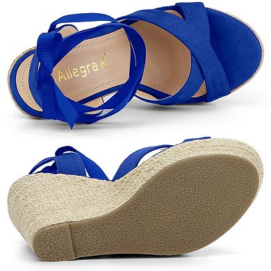 Women's Espadrille Platform Lace Up Wedges Sandals