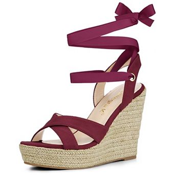 Women's Espadrille Platform Lace Up Wedges Sandals