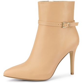 Women's Pointed Toe Buckle Strap Stiletto Heels Ankle Boots