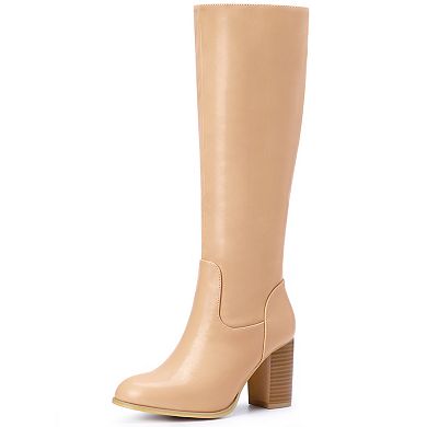 Tall Boot Chunky Block Heels Knee High Boots for Women