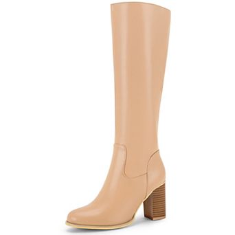 Tall Boot Chunky Block Heels Knee High Boots for Women