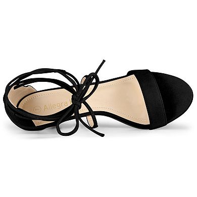 Women's Kitten Heel Lace Up Open Toe Sandals