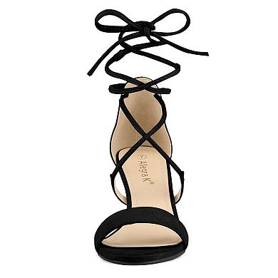 Women's Kitten Heel Lace Up Open Toe Sandals