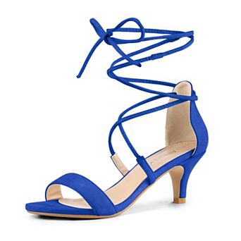 Women's Kitten Heel Lace Up Open Toe Sandals