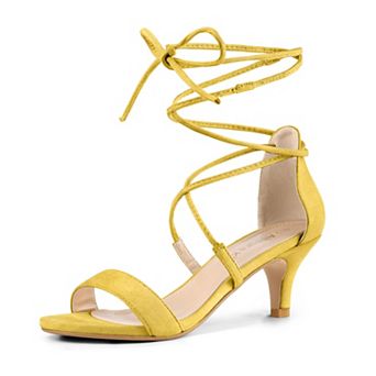 Women's Kitten Heel Lace Up Open Toe Sandals