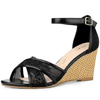 Women's Floral Lace Mesh Wedges Sandals