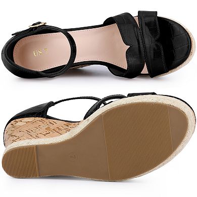 Women's Ankle Strap Cork Wedges Platform Wedge Heel Sandals