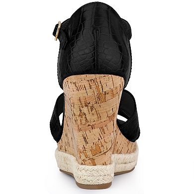 Women's Ankle Strap Cork Wedges Platform Wedge Heel Sandals