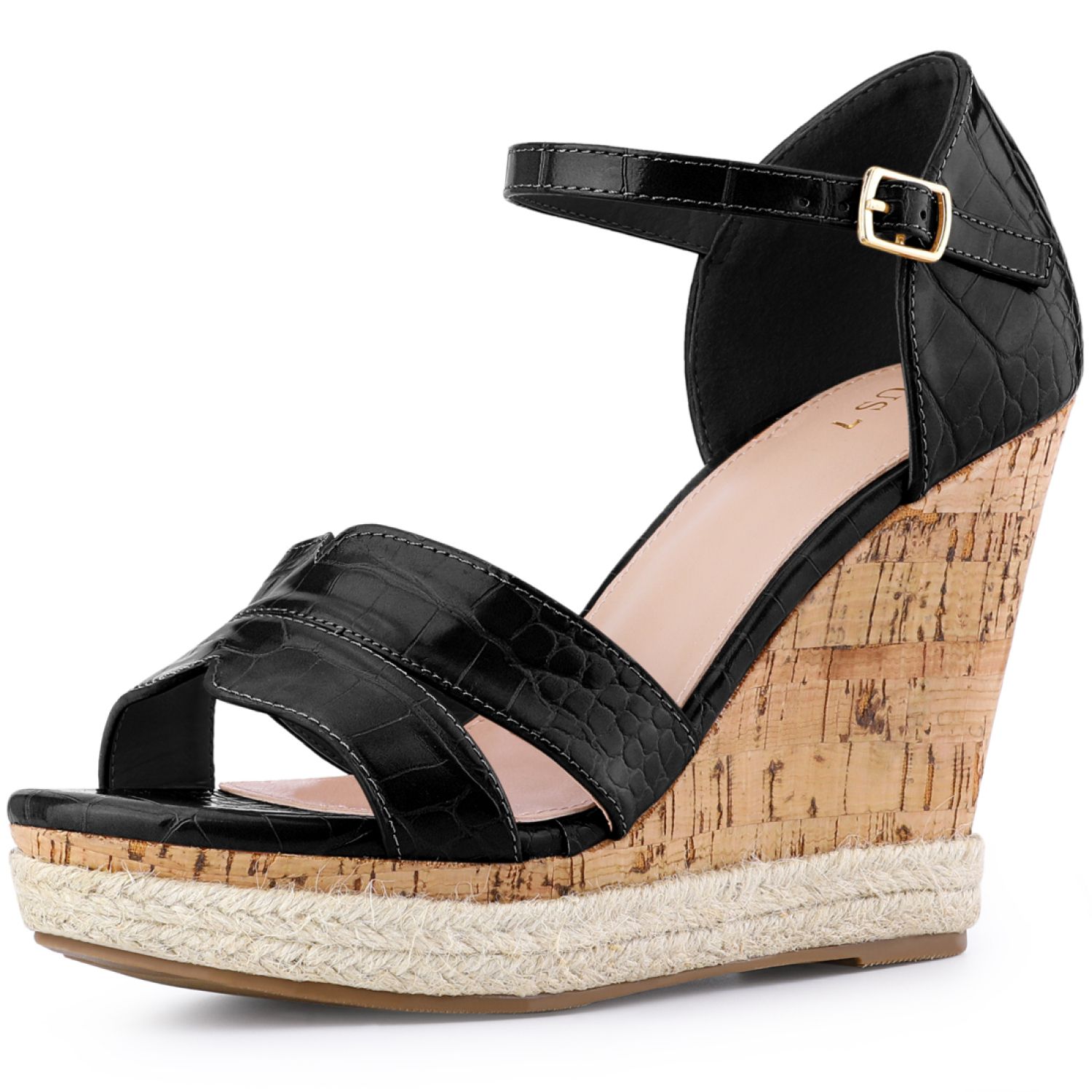 Women's Espadrille Platform Wedge Sandals Cork Buckle Ankle Strap Open Toe Slingback High Heel Summer Shoes