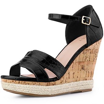 Women's Ankle Strap Cork Wedges Platform Wedge Heel Sandals