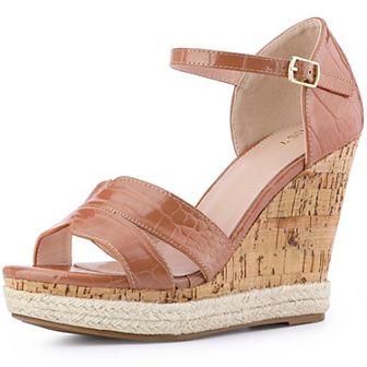 Women's Ankle Strap Cork Wedges Platform Wedge Heel Sandals