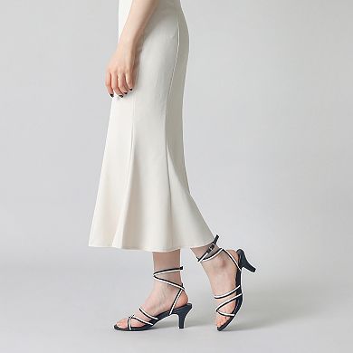 Open Toe Contrasting Color Kitten Heels Sandals for Women