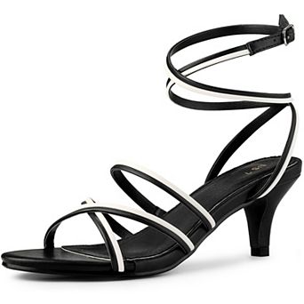 Open Toe Contrasting Color Kitten Heels Sandals for Women
