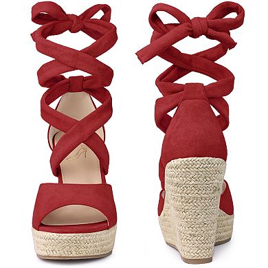 Lace Up Espadrilles Wedges Heels Sandals for Women