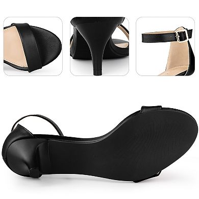Open Toe Ankle Strap Kitten Heel Sandals for Women