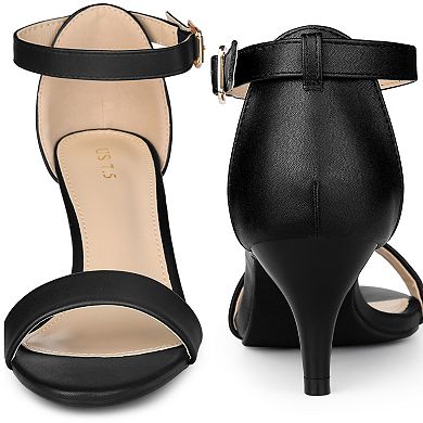 Open Toe Ankle Strap Kitten Heel Sandals for Women