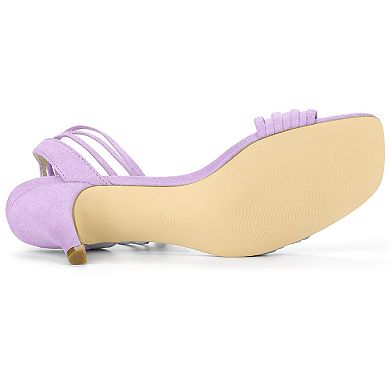 Women's Kitten Heel Lace Up Suede Heel Sandals