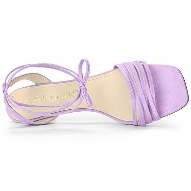 Women's Kitten Heel Lace Up Suede Heel Sandals
