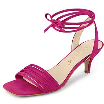 Women's Kitten Heel Lace Up Suede Heel Sandals