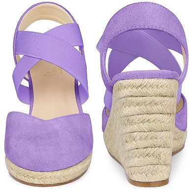Platform Closed Toe Espadrille Wedge Heel Sandals for Women
