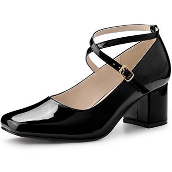 Mary Janes Square Toe Heels Block Heel Pumps for Women