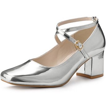 Mary Janes Square Toe Heels Block Heel Pumps for Women