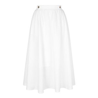 Women's Casual Skirt Elastic Waist A Line Midi Skirts Swing Flared Skirt with Pockets