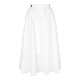 Women's Casual Skirt Elastic Waist A Line Midi Skirts Swing Flared Skirt with Pockets