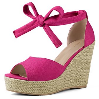 Platform Espadrilles Ankle Tie Sandals Peep Toe Wedges for Women