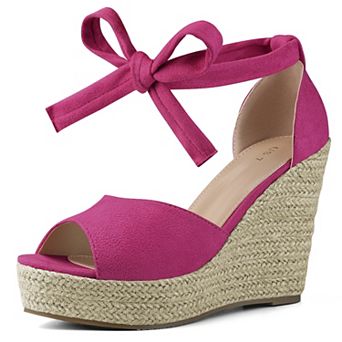 Platform Espadrilles Ankle Tie Sandals Peep Toe Wedges for Women