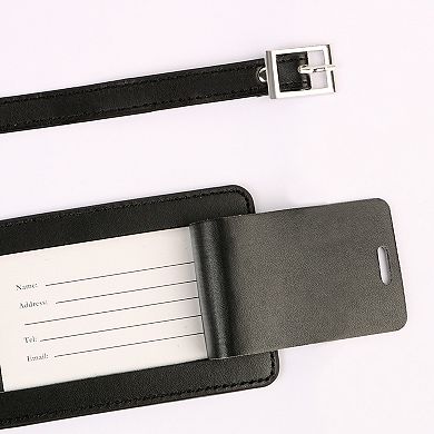 Luggage Tags, PU Leather Travel Tags Luggage Identifier Name Holder Address ID Labels 2 Pcs