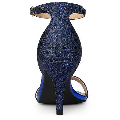 Women's Glitter Ankle Strap Stiletto Heel Sandals
