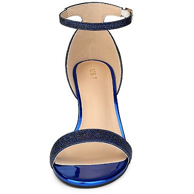 Women's Glitter Ankle Strap Stiletto Heel Sandals
