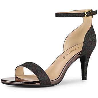 Women's Glitter Ankle Strap Stiletto Heel Sandals