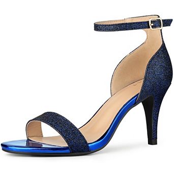 Women's Glitter Ankle Strap Stiletto Heel Sandals