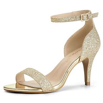 Women's Glitter Ankle Strap Stiletto Heel Sandals