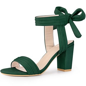 Open Toe Ankle Tie Back Chunky Heel Sandals for Women