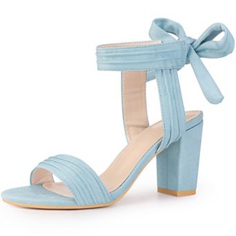 Open Toe Ankle Tie Back Chunky Heel Sandals for Women