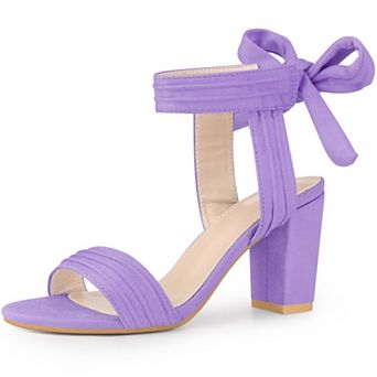 Open Toe Ankle Tie Back Chunky Heel Sandals for Women