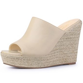 Open Toe Espadrille Wedge Heel Platform Slide Sandal for Women