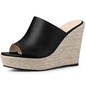 Open Toe Espadrille Wedge Heel Platform Slide Sandal for Women