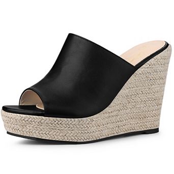 Open Toe Espadrille Wedge Heel Platform Slide Sandal for Women