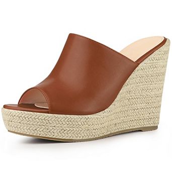 Open Toe Espadrille Wedge Heel Platform Slide Sandal for Women