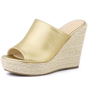 Open Toe Espadrille Wedge Heel Platform Slide Sandal for Women